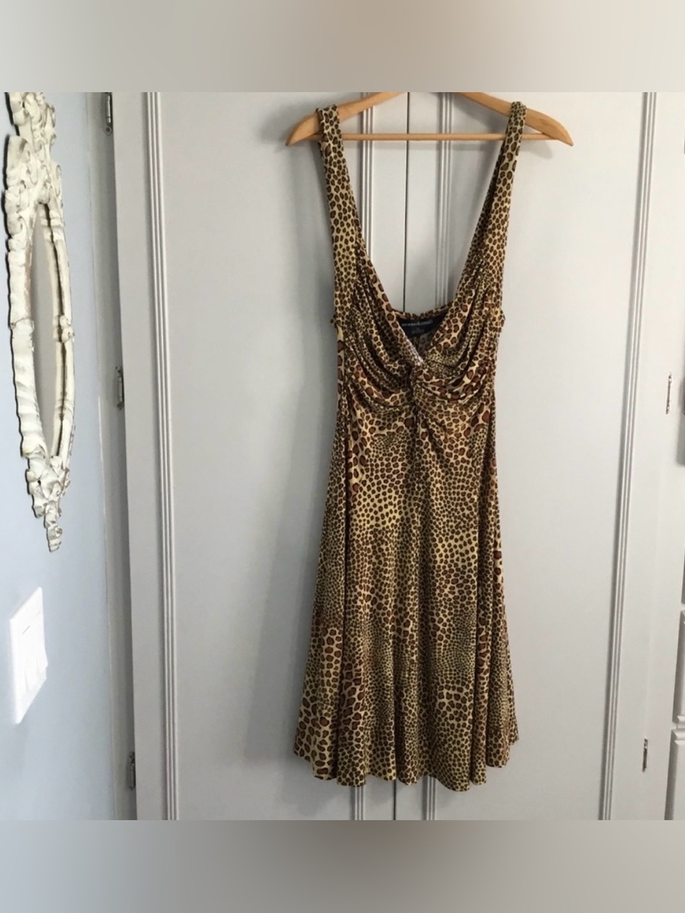 Norma Kamali Cheetah Leopard Print Sweetheart Swing Dress size L